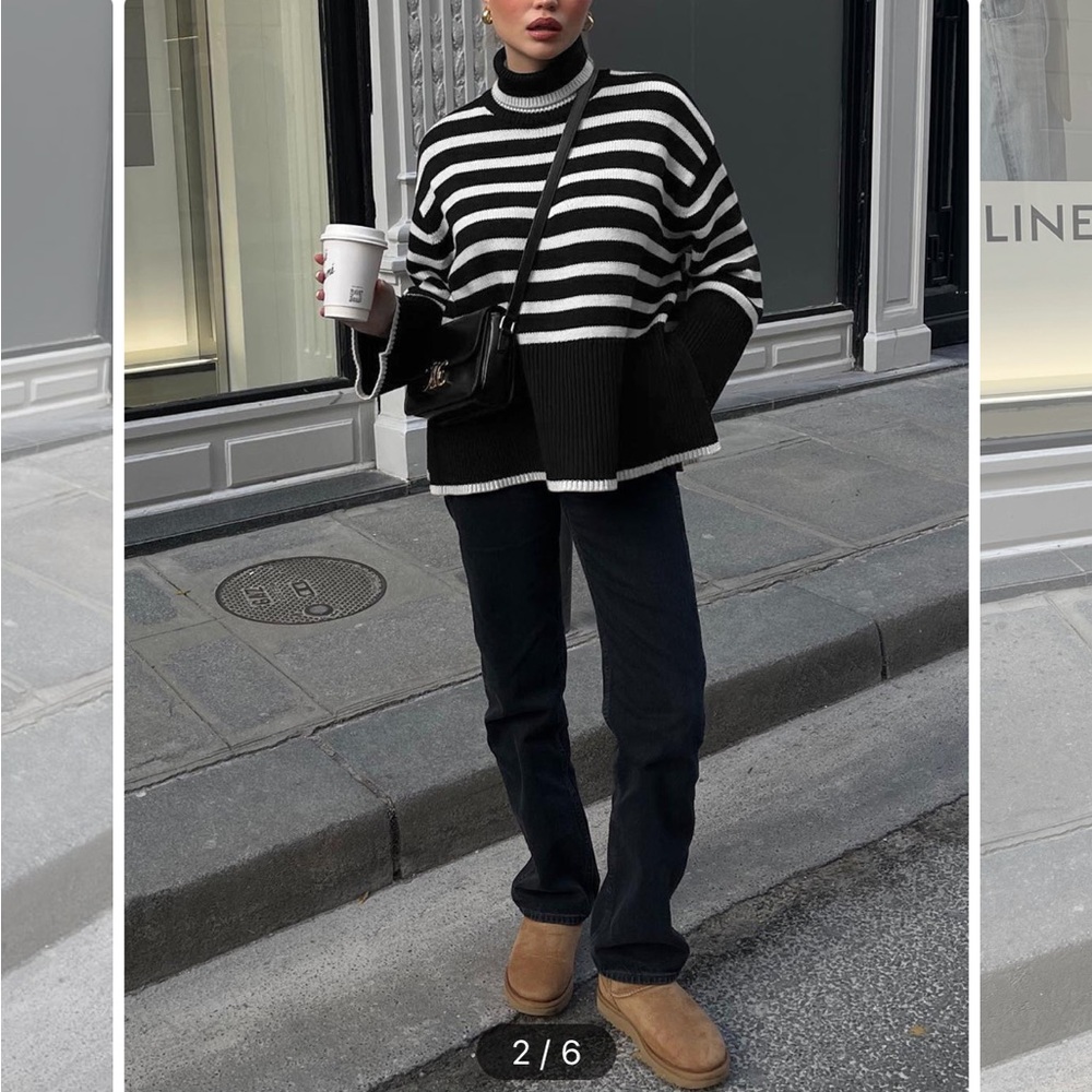 Commense striped mock neck sweater